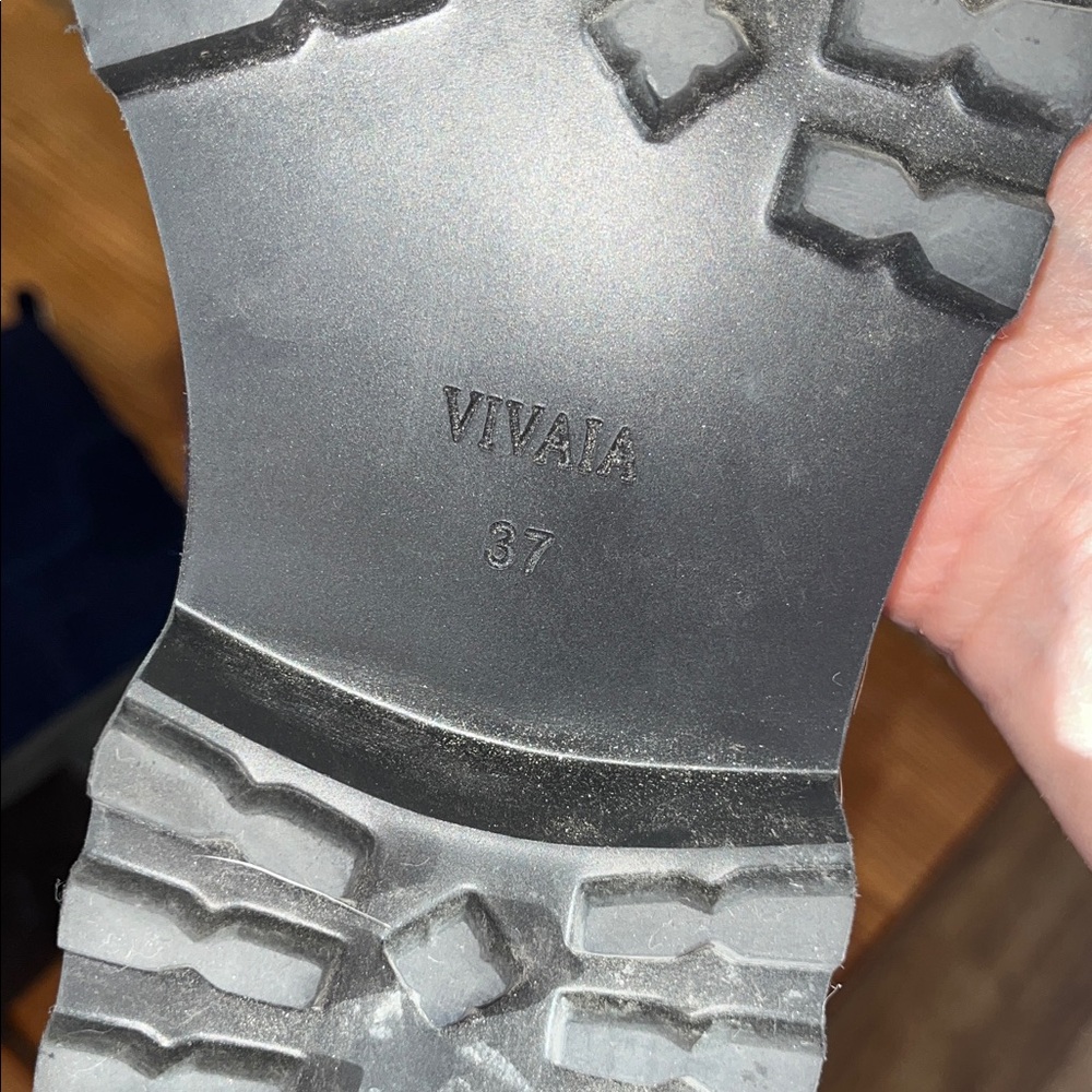 NWOT Vivaia Navy Knit Ankle Boots - Picture 7 of 8